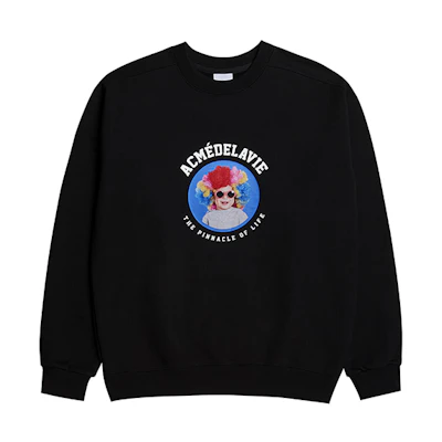acmé de la vie ADLV Mini Rainbow Hair Girl Graphic Crewneck Sweatshirt Black Unisex ADLV-21SS-SWBKBF-MRH