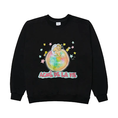 acmé de la vie ADLV Moon Angel Graphic Crewneck Sweatshirt Unisex Black ADLV-21FW-SWAMOA-BLK