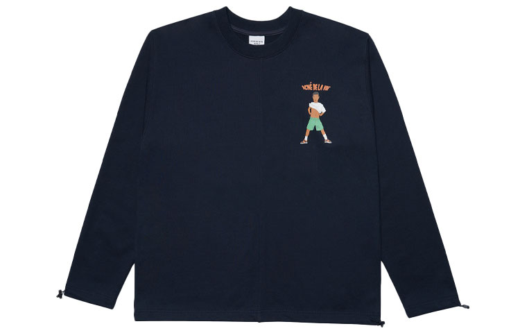 acmé de la vie ADLV Navy Blue Graphic Crewneck Pullover Hoodie Unisex ADLV-21FW-SWACHS-NVY