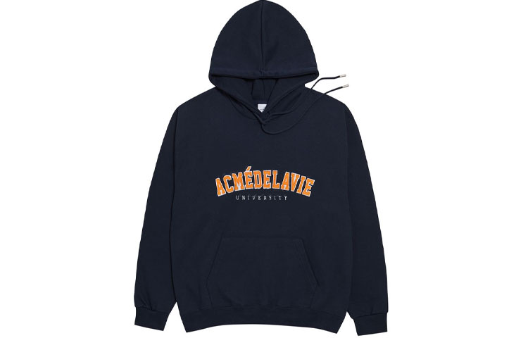 acmé de la vie ADLV Navy Blue Unisex Hoodie with Logo Embroidery Patch ADLV-21SS-HDLGTP-NVY