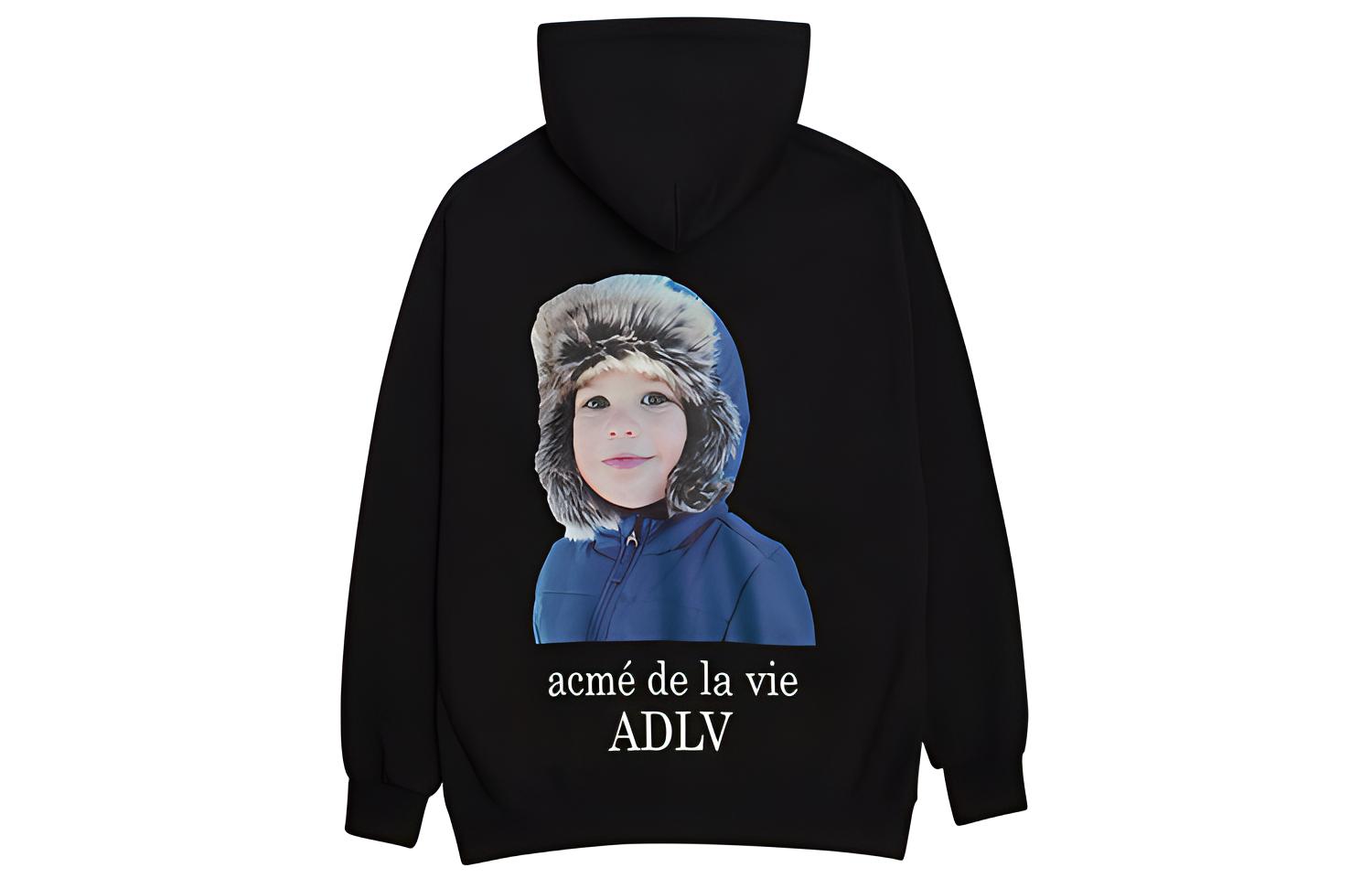 acmé de la vie/ADLV Oversized Hoodie with Doll Face Print Unisex Black ADLV-20FW-ZUBKBF-TRH