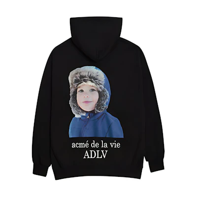 acmé de la vie/ADLV Oversized Hoodie with Doll Face Print Unisex Black ADLV-20FW-ZUBKBF-TRH