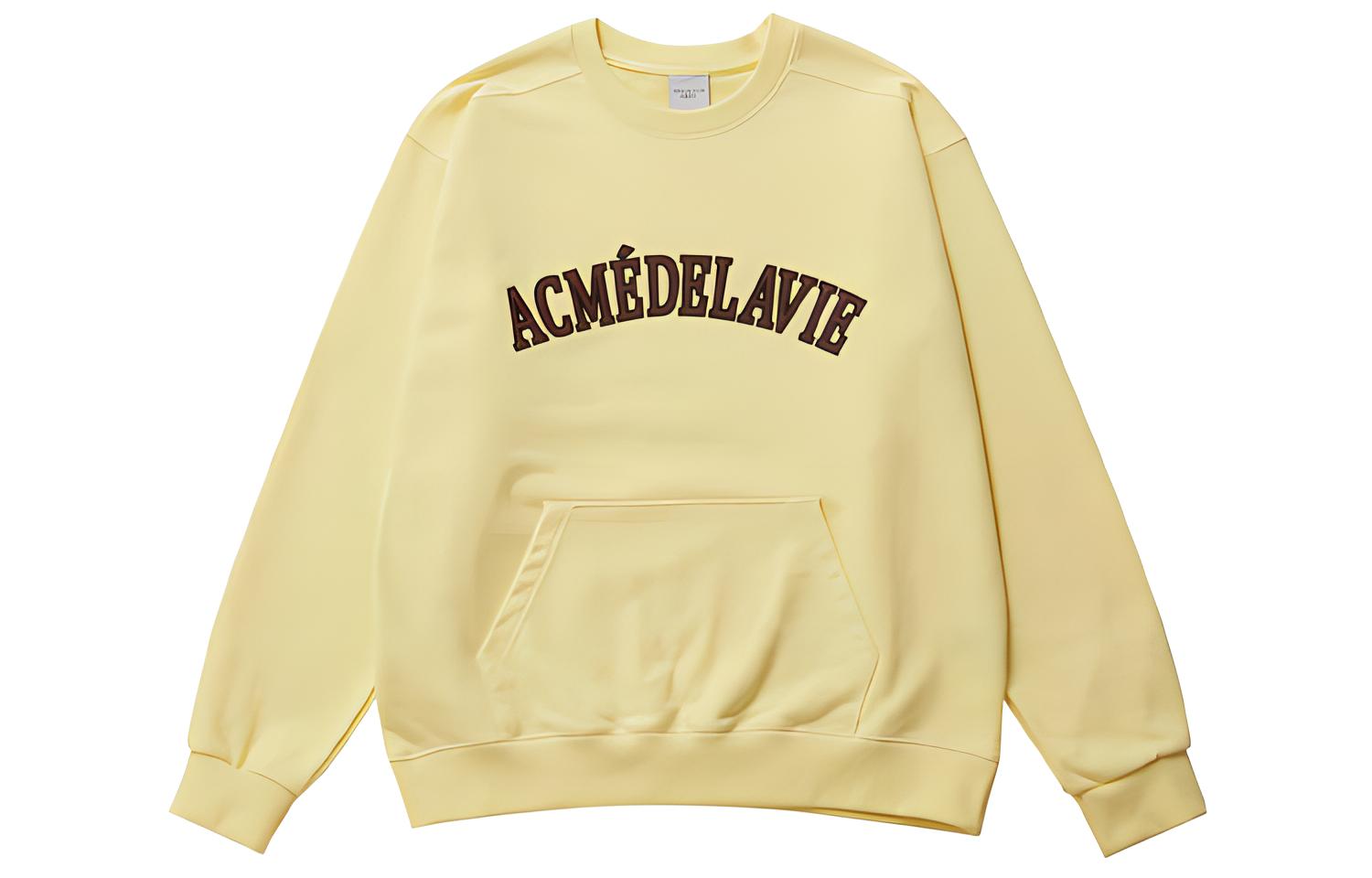 acmé de la vie ADLV Oversized Logo Embroidered Sweatshirt Unisex Light Yellow ADLV-20FW-SWLGFP-LYL