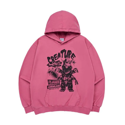 acmé de la vie ADLV Pink Letter Print Pullover Hoodie Unisex ADLV-23FW-HDACCD-DPK