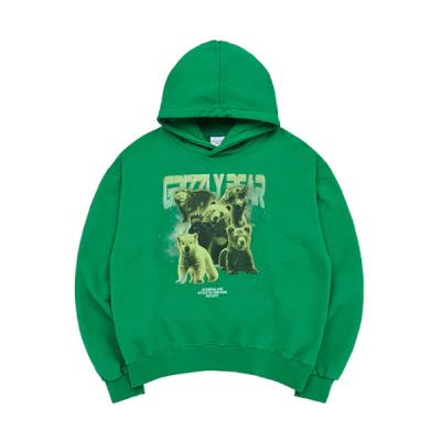acmé de la vie ADLV Polar Bear Graphic Green Unisex Pullover Sweatshirt ADLV-23SS-HDAGRZ-GRN