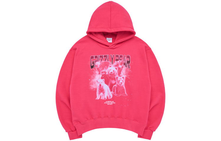 acmé de la vie ADLV Polar Bear Print Red Pullover Sweatshirt Unisex ADLV-23SS-HDAGRZ-PNK