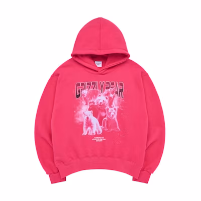 acmé de la vie ADLV Polar Bear Print Red Pullover Sweatshirt Unisex ADLV-23SS-HDAGRZ-PNK
