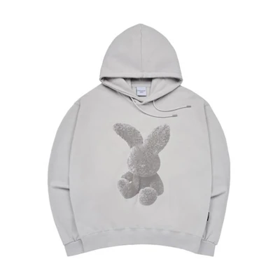 acmé de la vie ADLV Rabbit Print Drawstring Hoodie Unisex ADLV-23SS-HDBKZR-GRY