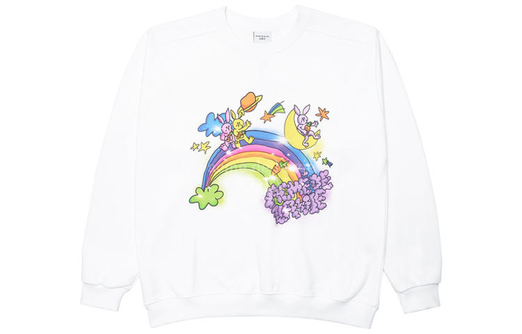acmé de la vie ADLV Rabbit Rainbow Print Crewneck Sweatshirt Unisex White ADLV-21FW-SWARWR-WHT