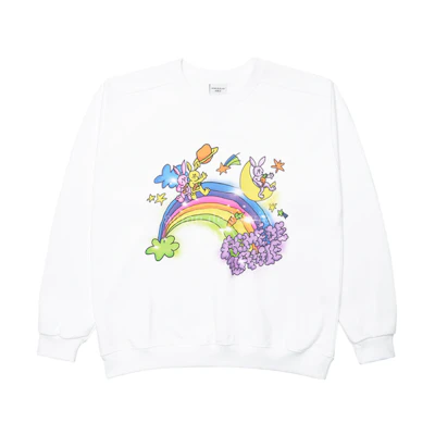 acmé de la vie ADLV Rabbit Rainbow Print Crewneck Sweatshirt Unisex White ADLV-21FW-SWARWR-WHT
