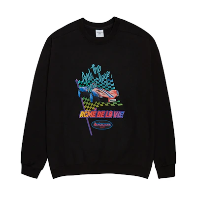 acmé de la vie ADLV Racing Print Oversized Unisex Sweatshirt Black Gift Idea ADLV-20FW-SWADCR-BLK