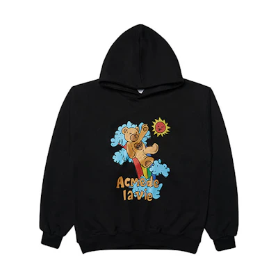 acmé de la vie ADLV Rainbow Bear Hoodie Black Unisex Cotton ADLV-21FW-HDARBB-BLK