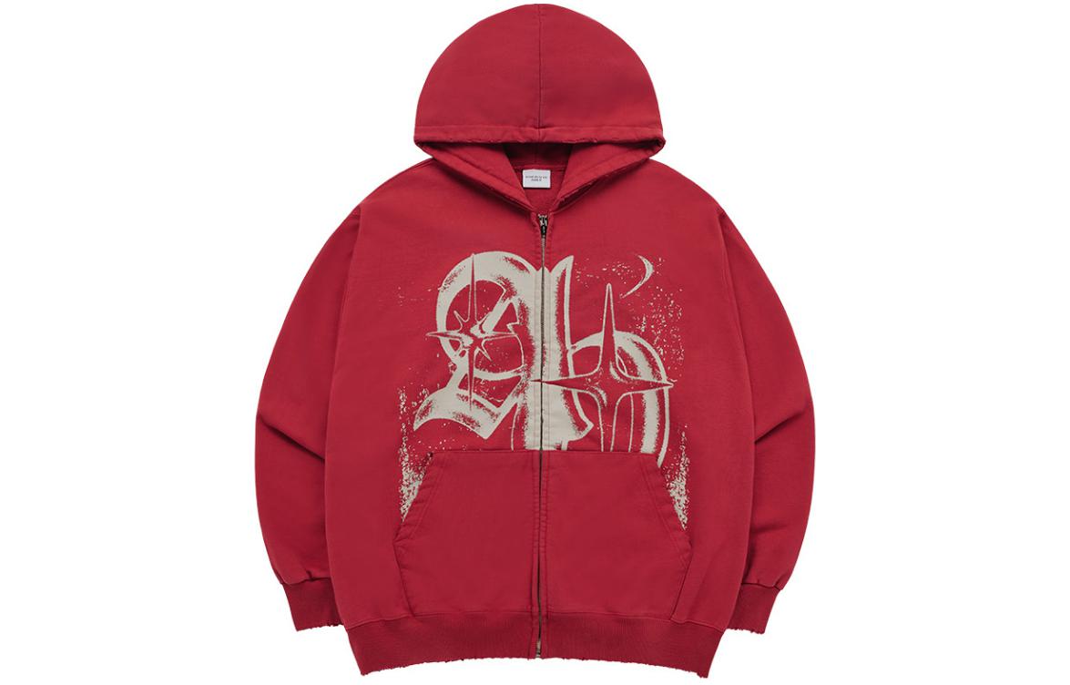 acmé de la vie ADLV Red Graphic Print Zip-Up Hoodie Jacket ADLV-24SS-ZPVSDW-RED
