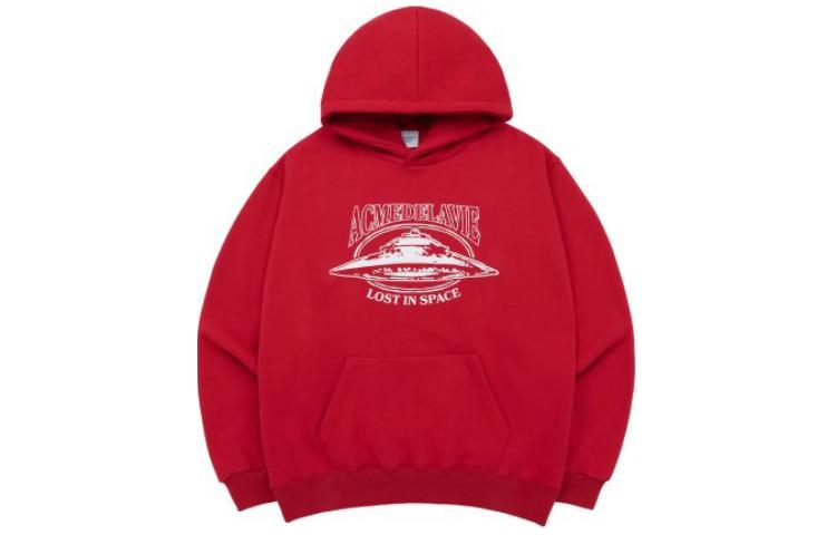 acmé de la vie ADLV Red Letter Print Hoodie Unisex Oversized Fit ADLV-23FW-HDALSP-RED