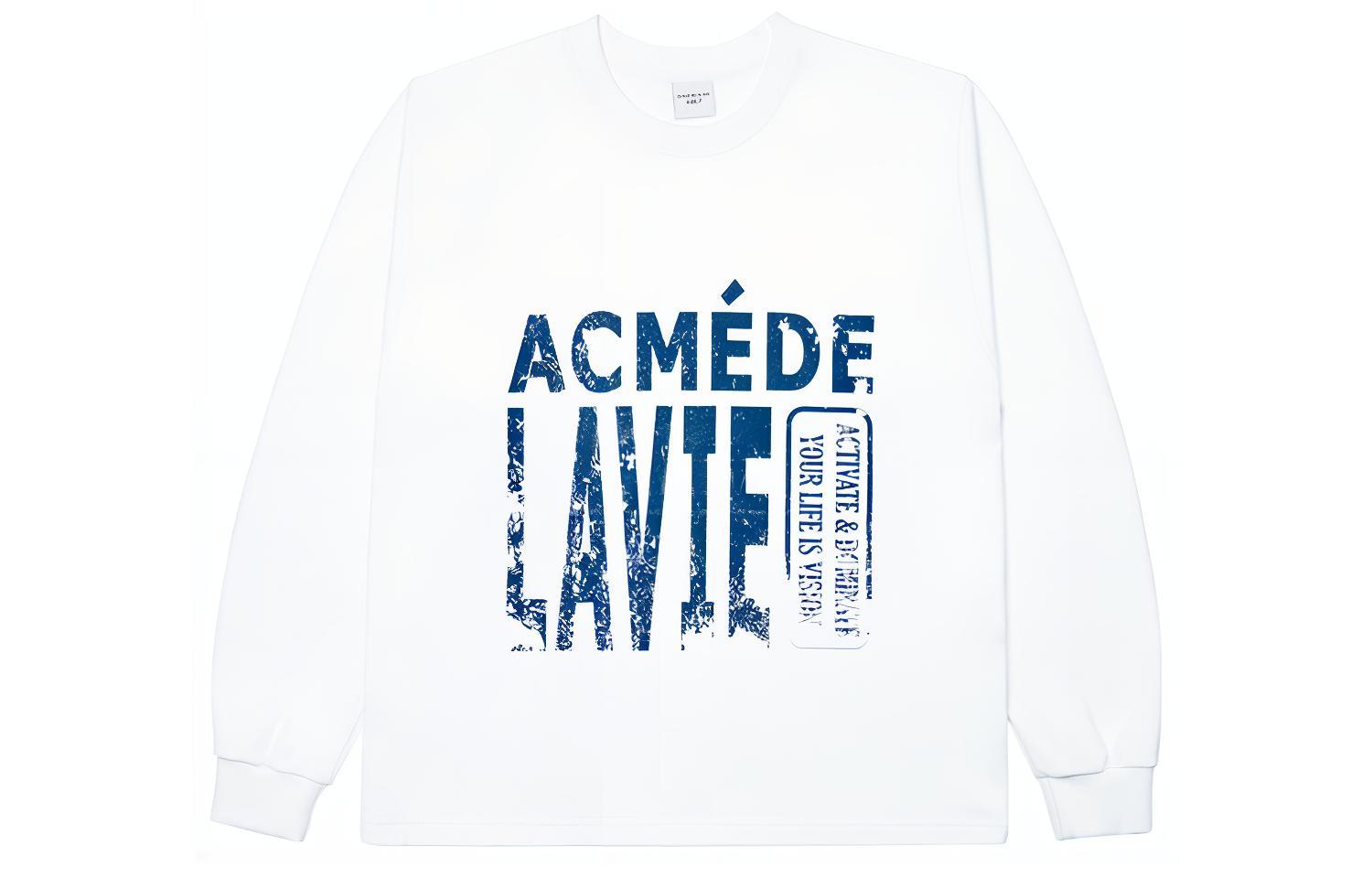 acmé de la vie ADLV Retro Logo Print Crewneck Sweatshirt Unisex White ADLV-21FW-SWLVTF-WHT