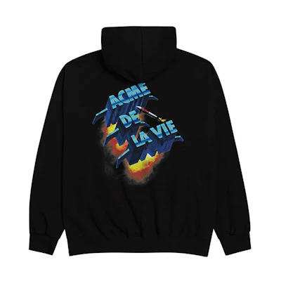 acmé de la vie/ADLV Rocket Logo Hoodie Black Unisex Relaxed Fit Sweatshirt ADLV-20FW-HDAD3R-BLK