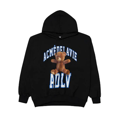 acmé de la vie/ADLV Running Bear Cartoon Print Hoodie Unisex Black ADLV-21FW-HDARNB-BLK