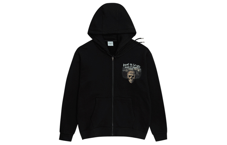 acmé de la vie/ADLV Skull Zip-Up Hoodie Unisex Black ADLV-19FW-ZPHRHS-BLK