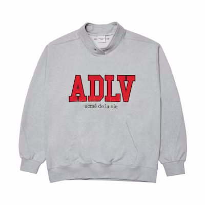 acmé de la vie ADLV Slogan High Neck Pullover Sweatshirt Unisex Gray Back to School ADLV-21FW-SWLPPO-MEL