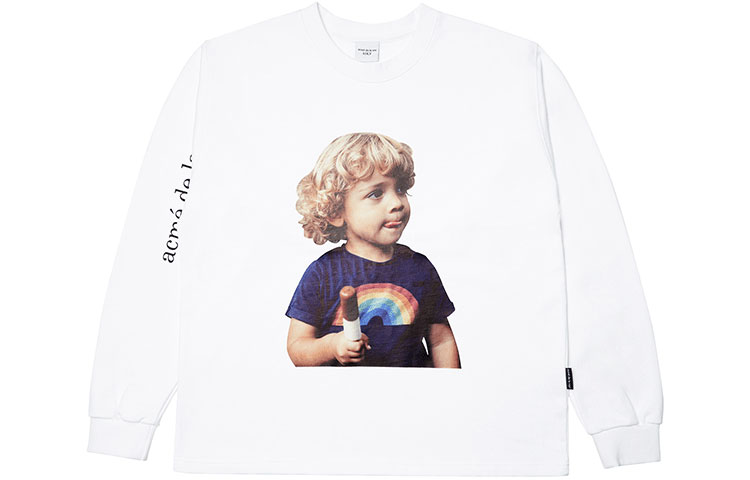 acmé de la vie ADLV Small Boy Graphic Unisex White Crewneck Sweatshirt ADLV-21FW-SWWHBF-RTS