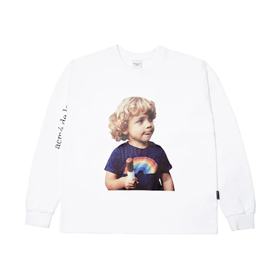 acmé de la vie ADLV Small Boy Graphic Unisex White Crewneck Sweatshirt ADLV-21FW-SWWHBF-RTS