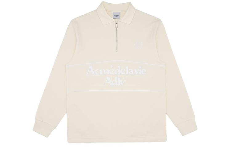 acmé de la vie ADLV SS22 Printed Pullover Collared Sweatshirt Beige Unisex ADLV-22SS-SWPOPQ-BEG