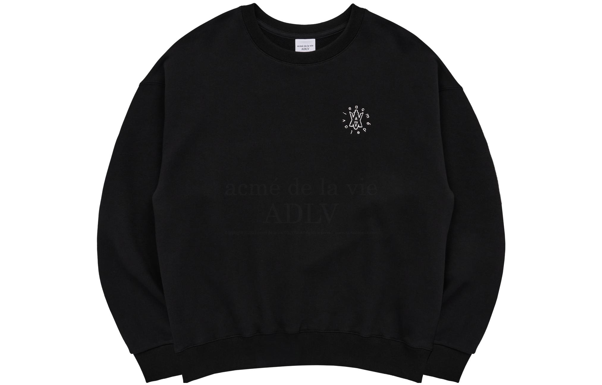 acmé de la vie ADLV SS23 Black Crewneck Pullover Long-Sleeve Sweatshirt Men ADLV23SSSWSWLERE02