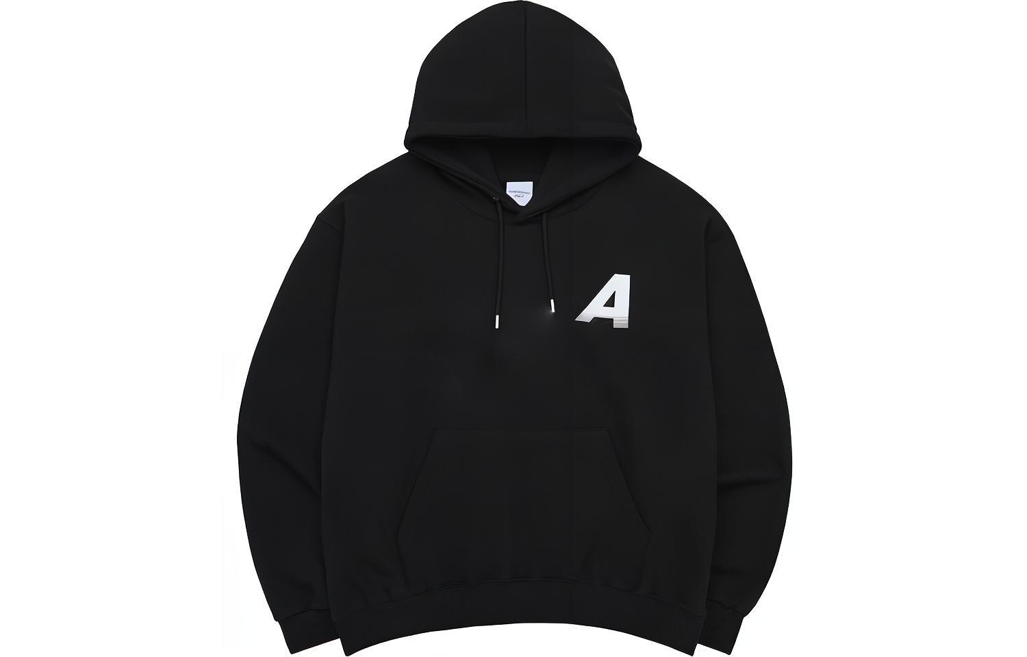 acmé de la vie ADLV SS23 Black Hoodie with Letter Logo Print for Men ADLV-23SS-HDLBGA-BLK