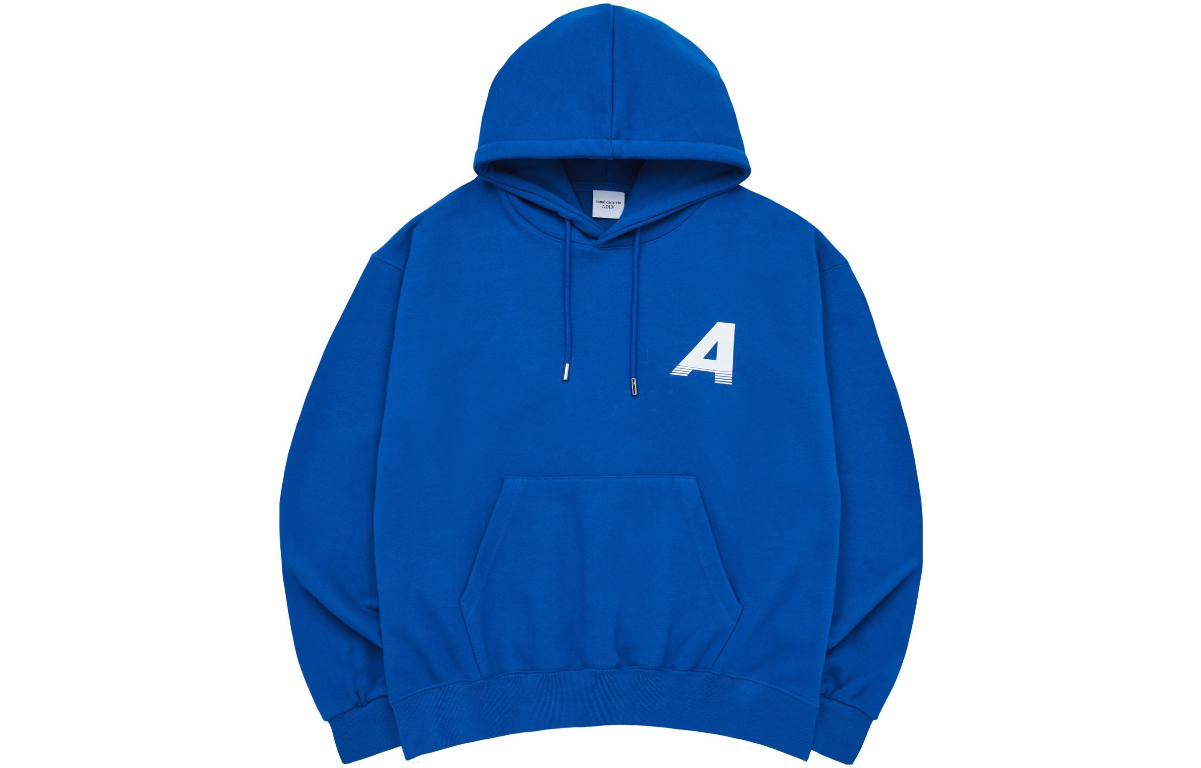 acmé de la vie ADLV SS23 Blue Hoodie with Letter Logo Print for Men ADLV-23SS-HDLBGA-BLU