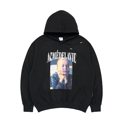 acmé de la vie/ADLV SS23 Graphic Letter Print Black Hoodie - ADLV-23SS-HDBKBF-DWS