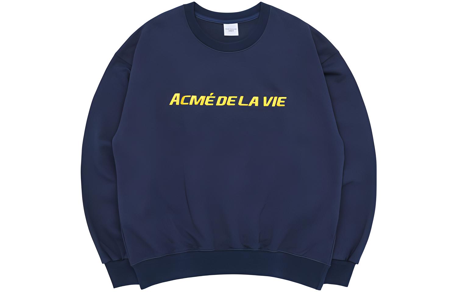 acmé de la vie/ADLV SS23 Unisex Blue Pullover Crewneck Sweatshirt with Print ADLV-23SS-SWLSPT-NVY