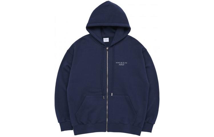 acmé de la vie ADLV SS23 Unisex Blue Zip-Up Hoodie Sweatshirt ADLV-23SS-ZPLBSN-NVY