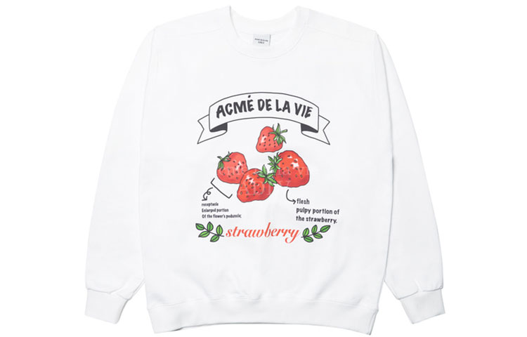 acmé de la vie ADLV Strawberry Logo Print Crewneck Sweatshirt Unisex White ADLV-21FW-SWASTR-WHT