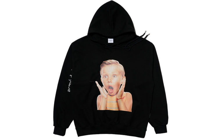 acmé de la vie ADLV Surprise2 Scared Boy Graphic Hoodie Unisex Black ADLV-21FW-HDWHBF-SP2