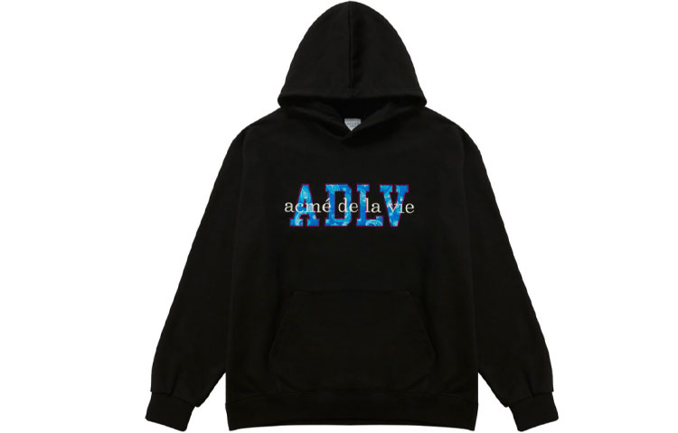 acmé de la vie ADLV Swirl Logo Print Hoodie Unisex Black ADLV-20FW-HDLGPS-BLK