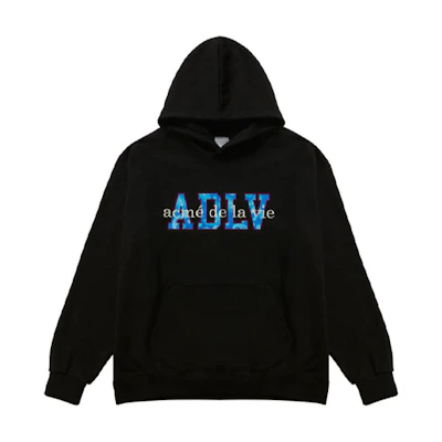 acmé de la vie ADLV Swirl Logo Print Hoodie Unisex Black ADLV-20FW-HDLGPS-BLK