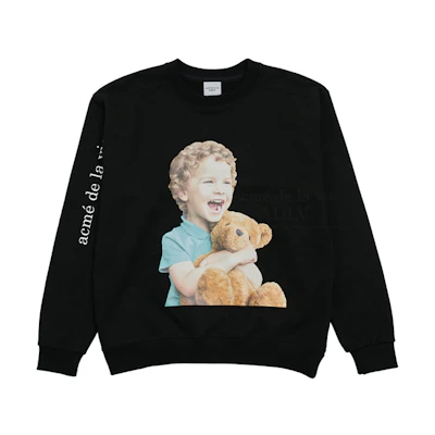 acmé de la vie ADLV Teddy Bear Boy Graphic Pullover Unisex Black Sweatshirt ADLV-21SS-SWBKBF-BRB