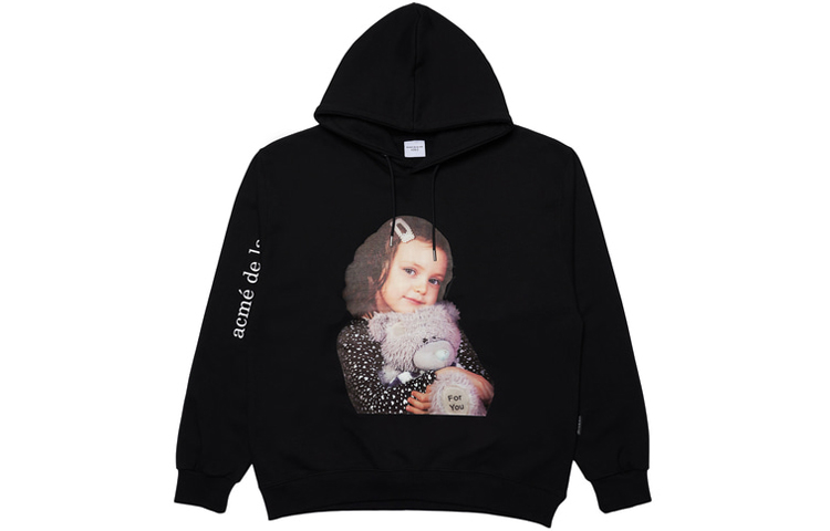 acmé de la vie ADLV Teddy Bear Graphic Oversized Hoodie Unisex Black ADLV-21FW-HDBKBF-GTD