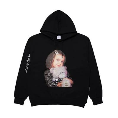acmé de la vie ADLV Teddy Bear Graphic Oversized Hoodie Unisex Black ADLV-21FW-HDBKBF-GTD