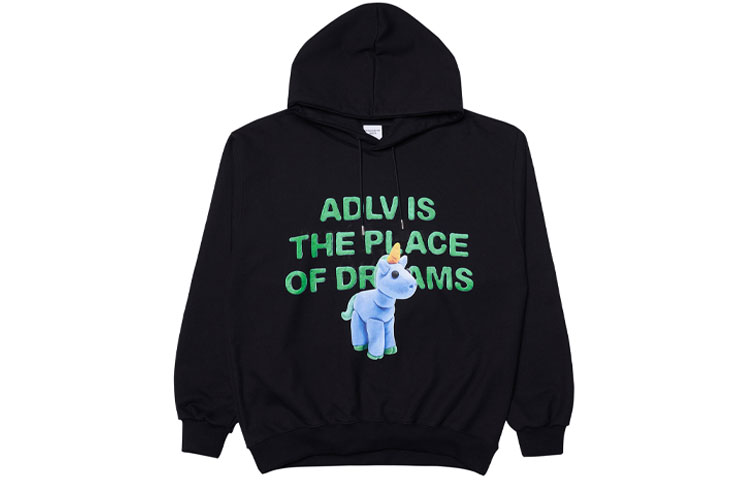 acmé de la vie ADLV Unicorn Graphic Hoodie Unisex Black ADLV-21FW-HDAUCC-BLK
