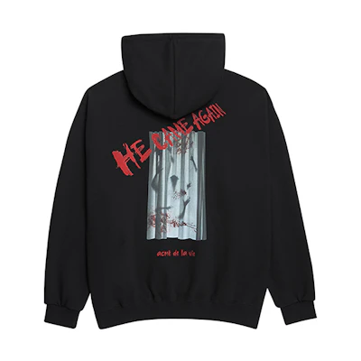 acmé de la vie ADLV Unisex Black Graphic Print Casual Sweatshirt ADLV-19FW-HDHRHA-BLK