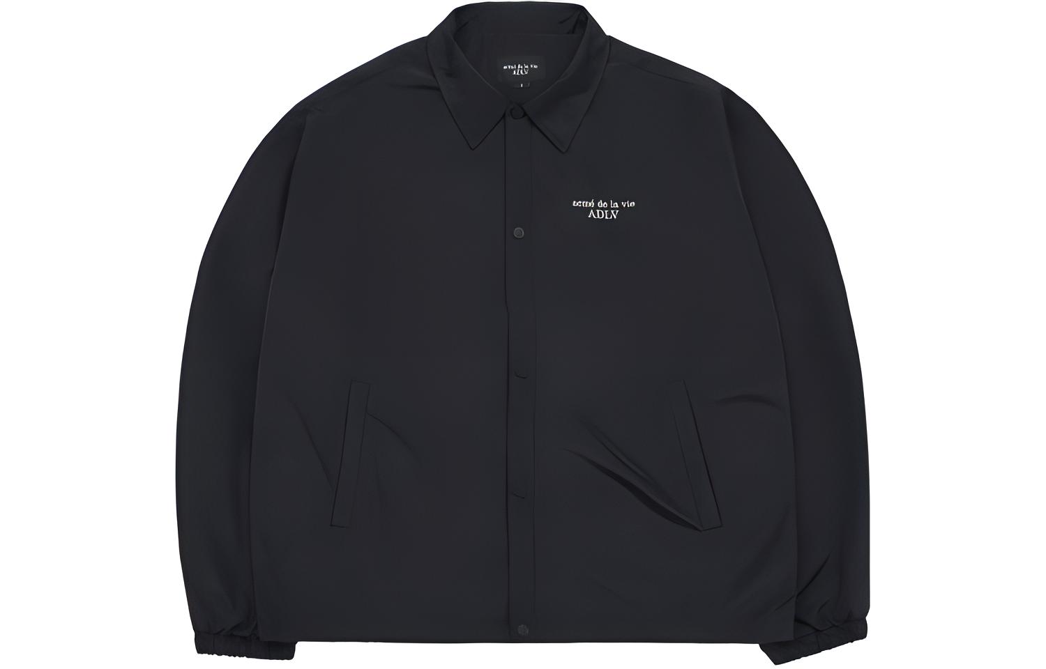 acmé de la vie ADLV Unisex Black Solid Single-Breasted Jacket ADLV-23SS-JKLBPC-BLK