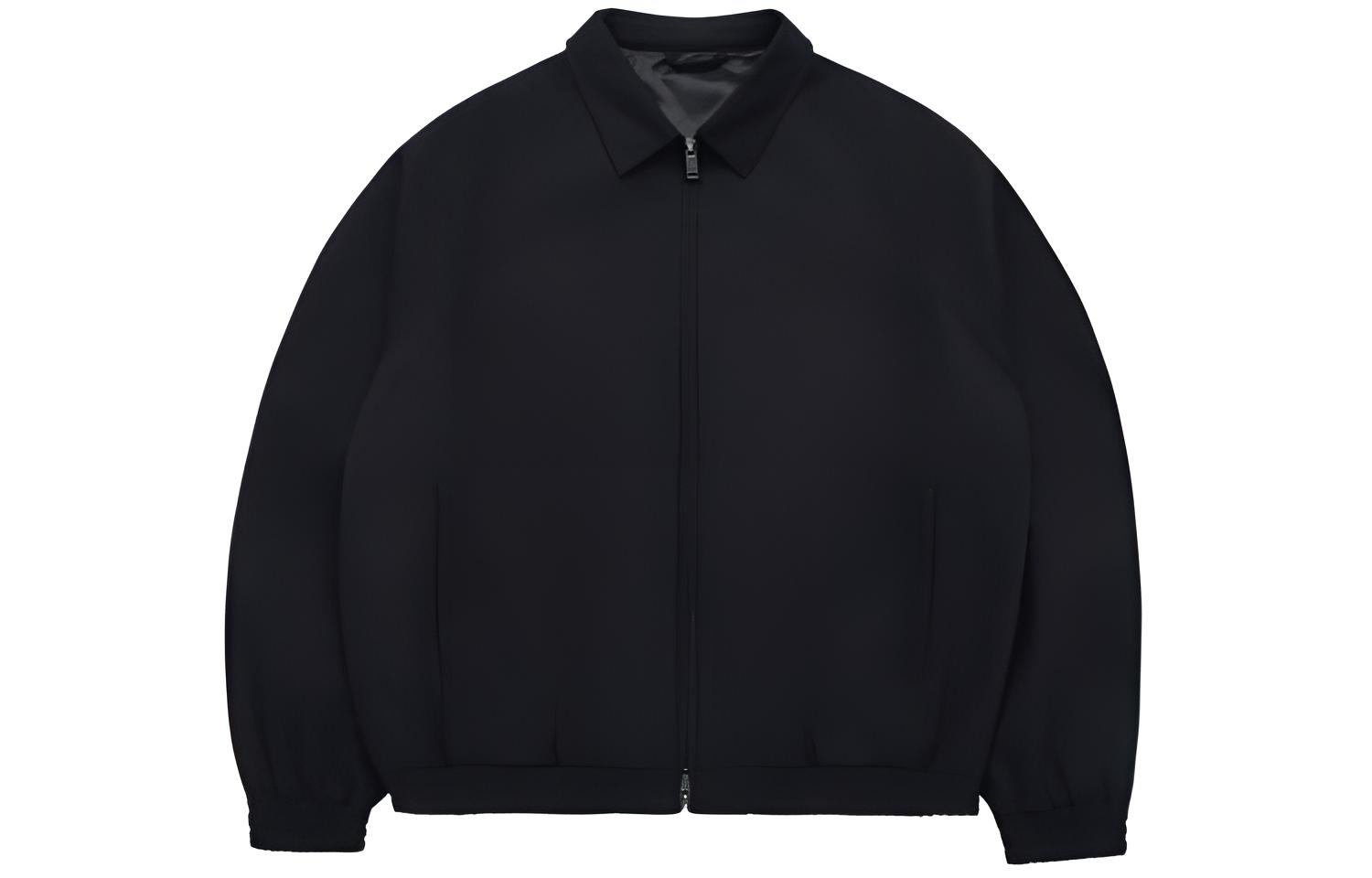 acmé de la vie ADLV Unisex Black Solid Zip-Up Collared Jacket ADLV-24SS-JKSYRC-BLK