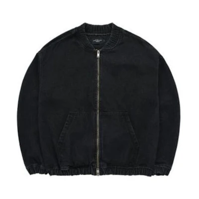 acmé de la vie ADLV Unisex Black V-Neck Zipper Jacket ADLV-24SS-JKMABS-BLK