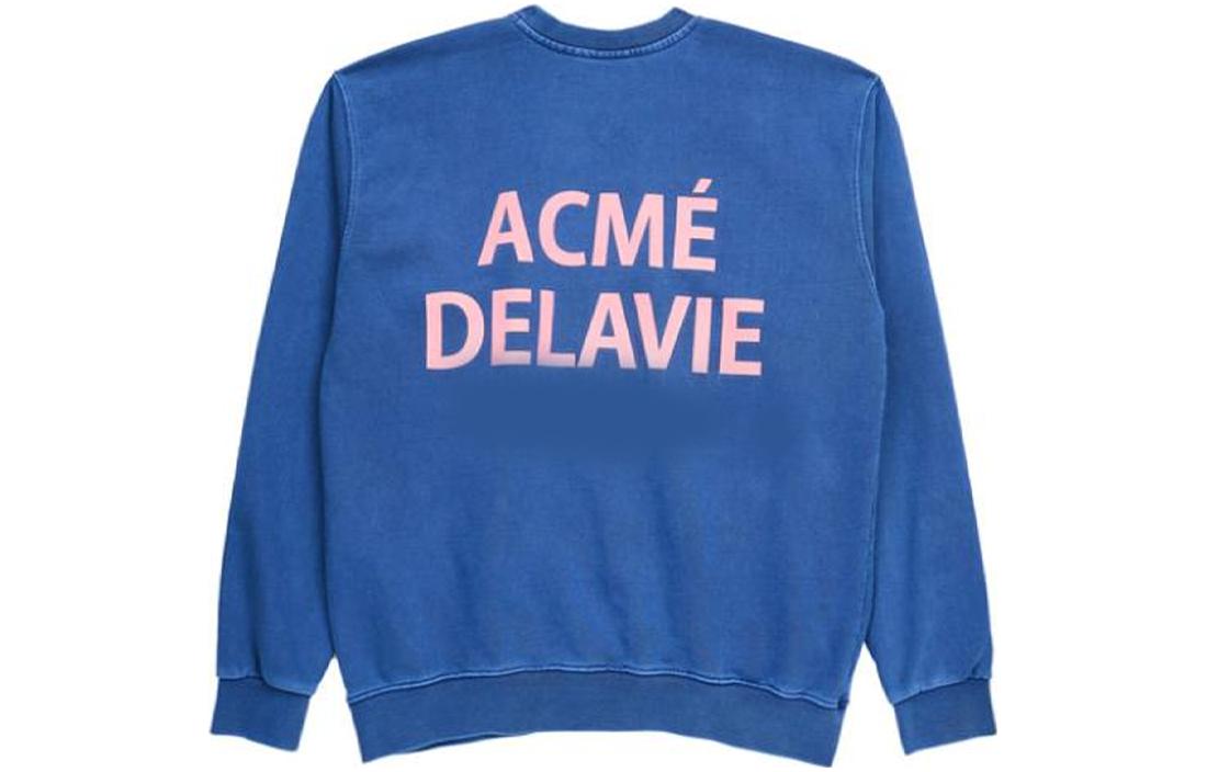 acmé de la vie/ADLV Unisex Blue Crewneck Lettering Long Sleeve Sweatshirt ADLV-22SS-SWPGSL-BLE