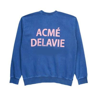 acmé de la vie/ADLV Unisex Blue Crewneck Lettering Long Sleeve Sweatshirt ADLV-22SS-SWPGSL-BLE