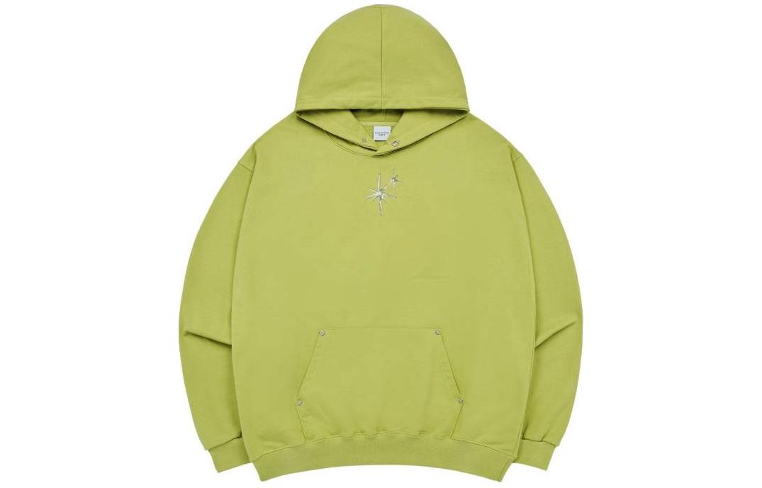 acmé de la vie/ADLV Unisex Green Solid Color Pullover Hoodie Long Sleeve ADLV-23FW-HDACRM-LIM