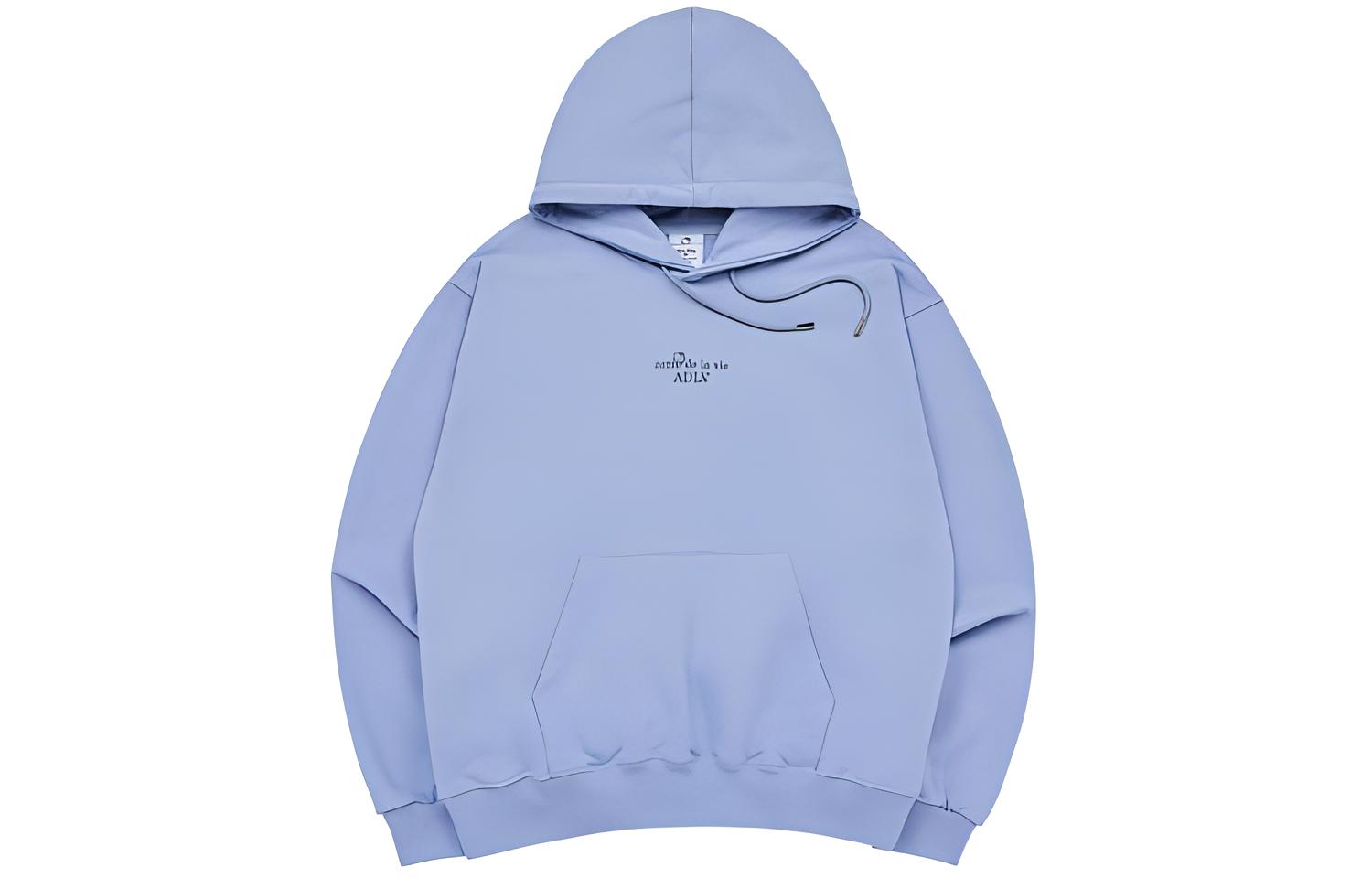 acmé de la vie/ADLV Unisex Letter Print Drawstring Hoodie Blue Purple ADLV-23FW-HDLTHK-BPP