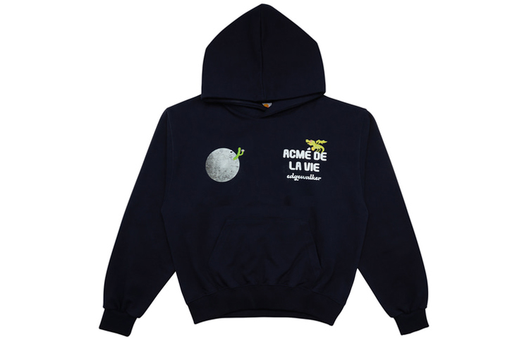 acmé de la vie/ADLV Unisex Navy Blue Printed Pullover Hoodie ADLV-22SS-HDEWTW-NVY