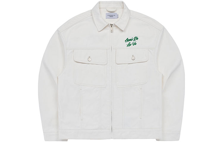 acmé de la vie/ADLV Unisex White Solid Collar Workwear Jacket ADLV-23SS-JKEMTK-IVY